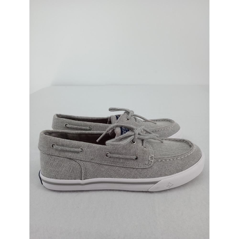 Sperry Boat Shoes Girls 3M Grey Silver Glitter Canvas Memory Foam - Picture 4 of 8